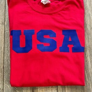 Comfort Colors Red Tee with Blue USA Print